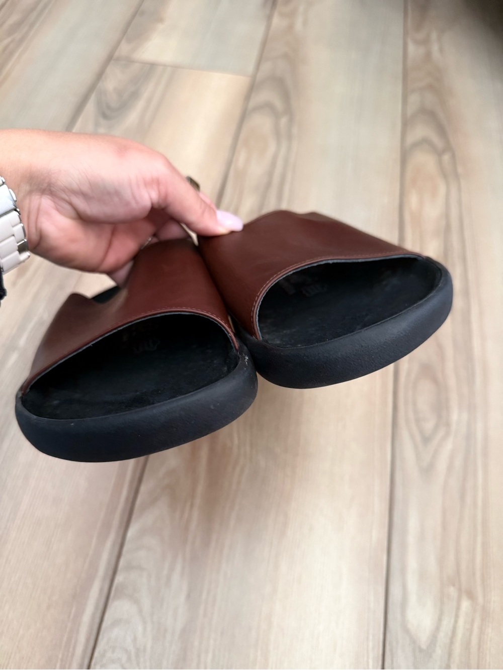 Rare Vintage Tatami by Birkenstock Brown Leather Slide Sandals Men's 10 / EU 43 - Picture 2 of 8